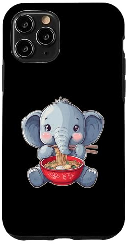 Hülle für iPhone 11 Pro Elefant Tier Ramen Japanische Nudeln Niedlich Kawaii