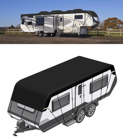 SUPAREE Wohnwagen Abdeckung Dach Wohnwagen Schutzhülle Dach Abdeckplane Wohnwagen 9m Wasserdicht Schützt vor Staub Feuchtigkeit und UV-Strahlung 210D Oxford Gewebe mit Reflektorstreifen (9 x 3m)