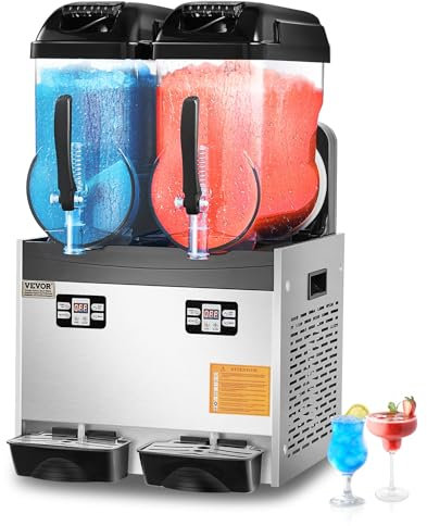 VEVOR kommerzielle Slush-Maschine 12 L x 2 Doppeltank Slush-Eismaschine Slushy Machine für gefrorene Getränke, 96 Tassen Margarita-Smoothie-Maschine für Partys zu Hause Restaurants Cafés Bars