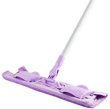 Limpieza del piso Trapeador profesional de microfibra púrpura, trapeador para pisos de madera dura, mango en L de acero inoxidable, lavable plano para limpieza de pisos en el hogar y la oficina