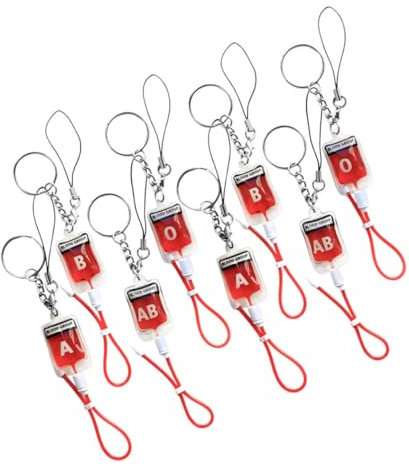 Abaodam 8 Stück Schlüsselanhänger Mit Blutgruppe Passieren Kopfhörer Einzigartiger Schlüsselanhänger Perlen Blut Des Schlüsselbundes Cooler Schlüsselbund Ring Lanyards Rostfreier Stahl