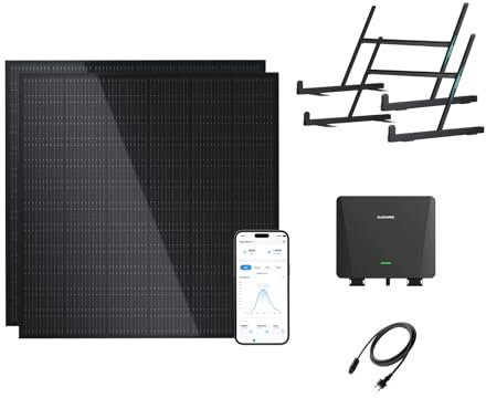 SUNSHARE Ray 570W Balkonkraftwerk mit Halterung Garten oder Flachdach - neuester 800 Watt Wechselrichter - Solaranlage Komplettset - inkl Halterung Zubehör - 5m Kabel