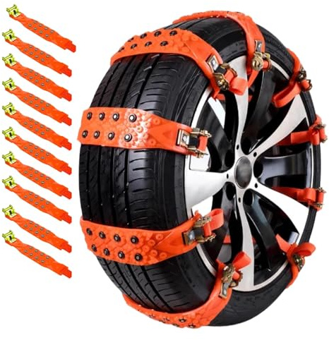 Snow Tire Chains for Fiat 500X Trekking SUV 2016-2023, Traction Straps Non-Slip Quick No-Tools Installation Low Noise for Ice Snow Mud Fit 165-245mm Tires,10 Straps