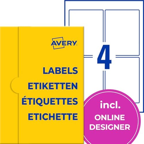 AVERY Zweckform Universal Etiketten (200 Klebeetiketten, 90x120mm auf A4, absolut Blickdicht, bedruckbare Produktetiketten, selbstklebende Versandaufkleber, individuelle Aufkleber) 50 Blatt, weiß