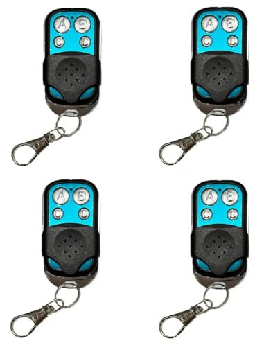 Universal 4-Pack Garage Door Remote Keychain - 433.92MHz for Fixed & Rolling Code Gates, Cloneable & Easy to Program