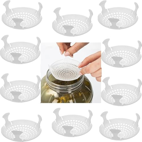 10xGärsieb Beschwerer für Einmachgläser Ø 100 mm –Hochwertiger Niederhalter für Sauerkraut,Gurken & Essig Schutz vor Verderben & Schimmel 2-in-1 Funktion als Sieb & Abseihhilfe Gärgewichte Beschwerer