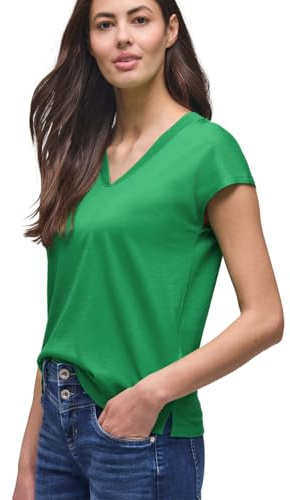 Street One Dropped Shoulder Shirt mit V-Neck Ever Green 38