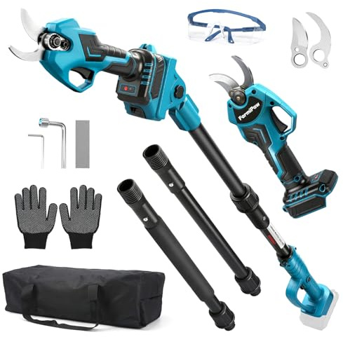 2-in-1 Akku Astschere Teleskop für Makita 18V, Bürstenlosen Elektrische Baumschere, 2M Teleskop Stange, 30 mm Schnitt, LCD-Display, Gartenschere zum Beschneiden von Bäumen Obstbäumen (ohne Akku)