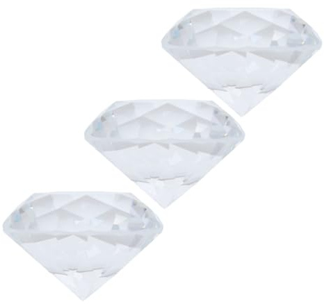 AKOOSY Künstliche Kristall Diamantornamente 3 Stück für Deko und Haus | Dreierpack, Diamantförmig und Glänzend, als Dekoration für Nagelstudio, Vielseitig Nutzbar