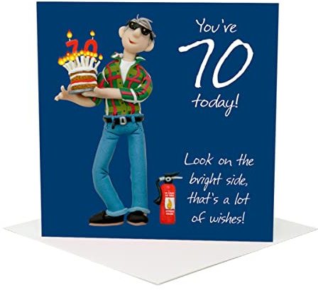 Holy Mackerel 70th Birthday Card - Male Card is 15cm square and blank inside