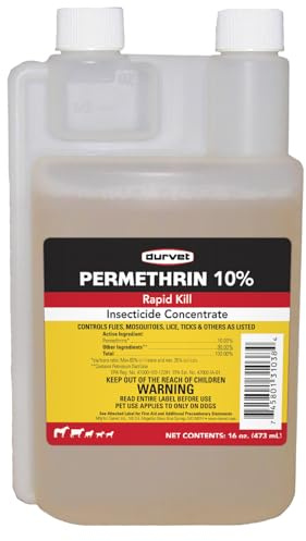 Durvet Permethrin Concentrate 10% - Control Insecticide Flea, Tick, Fly, Lice & Mite, 16 oz.