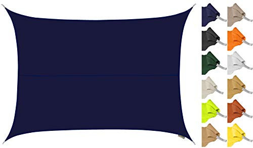 Kookaburra 5m x 4m Rectangle Water Resistant Garden Patio Sun Shade Sail Canopy 96.5% UV Block with Free Rope (Blue)