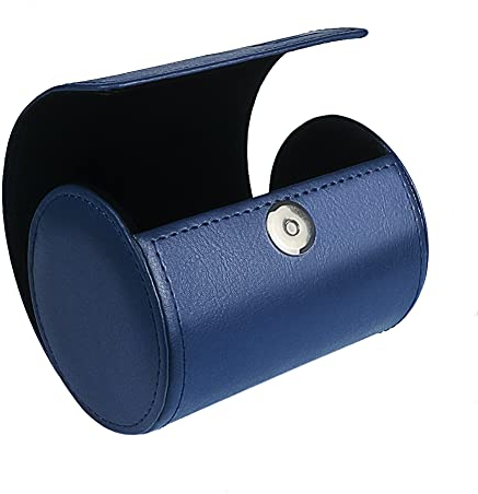 Fosinz Krawatten Box PU Leder Zylinder Form Krawattenetui für Männer-3.1x4.3 Blau