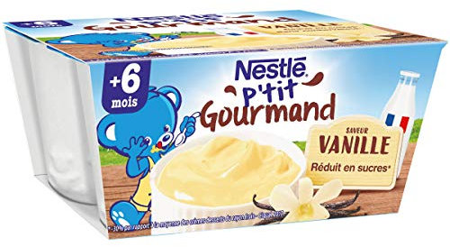 Nestlé Bébé P'tit Gourmand Saveur Vanille - Laitage dès 6 mois - 4 x 100g