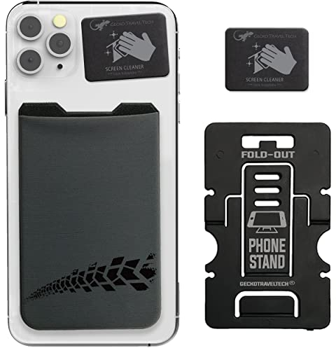 Gecko Travel Tech - Kartenhalter für Smartphones - Haftendes Kartenfach - Handytasche Handy-Tasche in Reifenspuren