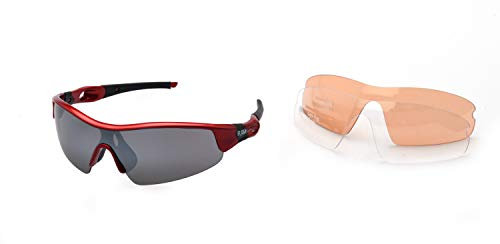 Ravs Kontrastverstärkte Sportbrille Sonnenbrille - Kitesurfbrille Radbrille Bergbrille Schutzbrille Unisex inkl. 3 Wechselgläser !