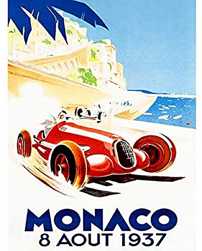 Wee Blue Coo Rennwagen, Großer Preis von Monaco 1937 Ungerahmter Druck 30x40 cm