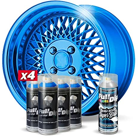 AutoFullCar Pack 4 Sprays Full Dip Blu Metallizzato Lucido