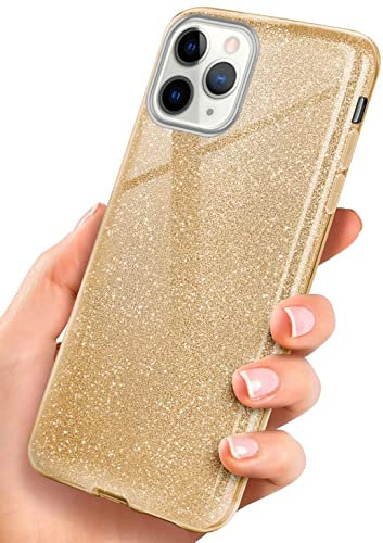 OneFlow Luxury Glitter Phone Case compatible with iPhone 11 Pro | Anti-Abrasion Layer, Gold