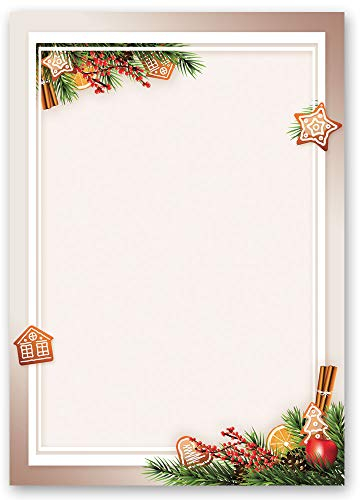 Briefpapier Weihnachten LEBKUCHENZEIT - DIN A4 Format 20 Blatt - Paper-Media
