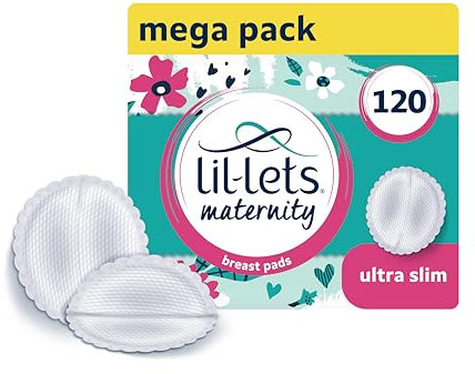 Lil-Lets Maternity Breast Pads, X 120 Count, Disposable Nursing Pads, for Breastfeeding Mums, Individually Wrapped, Ultra Slim & Absorbent Nipple Pads, 4 Packs of 30 Pads, All Breast Sizes