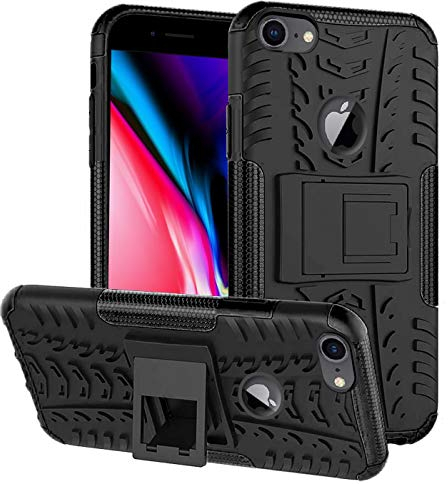 Verco Schutzhülle für iPhone 8 Plus Hülle, Armor Outdoor Handyhülle für Apple iPhone 7 Plus / 8 Plus Case Panzer Hardcase [Cover geeignet für Baustelle], Schwarz