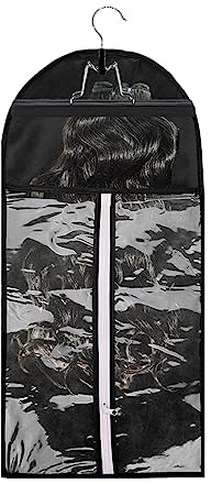 SANON Haarverlängerungshalter mit Aufhänger, tragbare Tragetasche, Vlies-Anzugtasche mit Aufhänger für unbehandeltes Haar, Tressen und Clip-in-Haarverlängerung, 29 x 60 cm