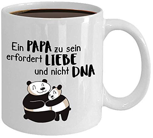 Stiefpapa - Ein Papa zu sein erfordert Liebe Panda - Tasse 330ml Weiß Bonus Papa Geburtstag Vatertag