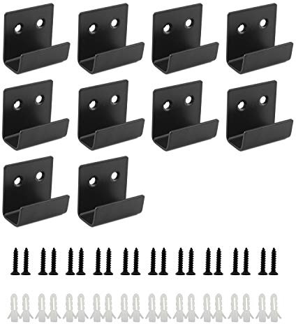 Ulifestar Stainless Steel Tile Bracket Billboard Holder, Wall Mounted Hanger Fastener Utility Hooks for Ceramic Tile Display with Installation Screws 10 Pack 40 x 35 x 16mm, Black