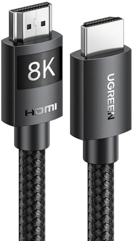 UGREEN HDMI 2.1 Kabel 10K 8K 60Hz 4K 120Hz 144Hz HDMI 8K Kabel 48Gbit/s High Speed Ethernet Ultra HD eARC HDR 10+ HDCP Dolby Vision VRR kompatibel mit TV/PS5/PS4/ Xbox-Serie X/Monitor (1M)