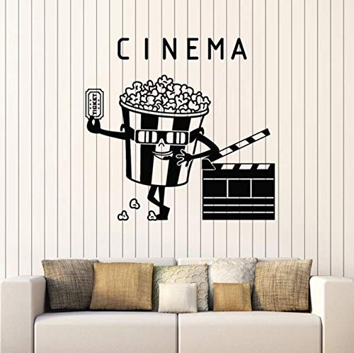 Kino Wandtattoo Ticket Kino Kreatives Popcorn Shooting Innendekoration Vinyl Fenster Aufkleber Schriftzug Art Wandbild 57X59 Cm