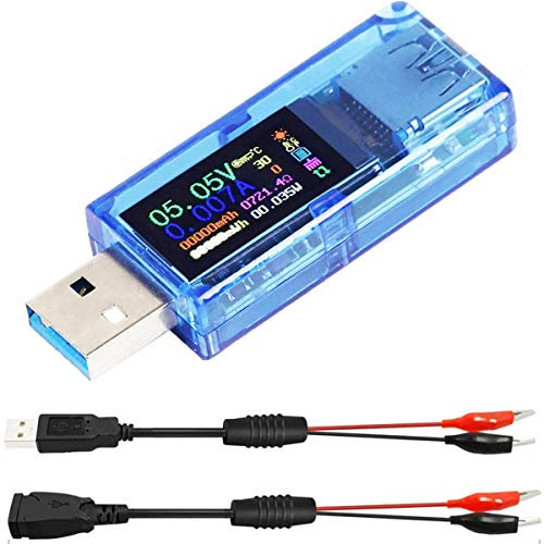 Youmile 1 pz 3.7-30V 0-4A USB Tester Power USB 3.0 Tester, USB Power Meter, Voltmetro Tester, USB Charger Tester AT34, IPS Color Display Voltmetro Amperometro con cavo USB clip