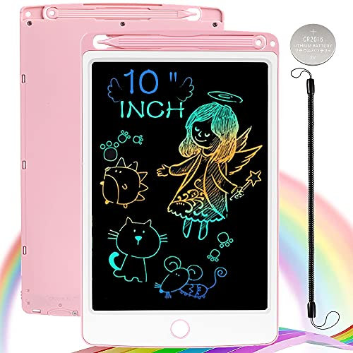 Nobes Ardoise Magique 10 Pouces Coloré, LCD Tablette D'écriture Tableau de Dessin Effaçable, Cadeau Jouet Educatif pour Bambin Enfants Jouet Fille 2 3 4 5 6 + Ans (Rose)