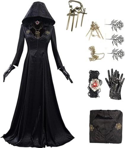 Taeyue Moth Lady Halloween Carnaval medieval con capucha vestido cosplay trajes trajes de Halloween mujeres negro