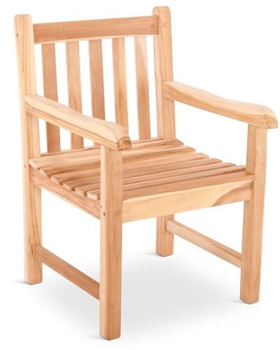 Raburg Gartenstuhl Lana XL - GERADE Rückenlehne, Teak-Holz-Sessel, feingeschliffenes, naturbelassenes Teak, langlebig, massiv & robust für Outdoor, Garten, Balkon & Terrasse, Belastbarkeit 130 kg