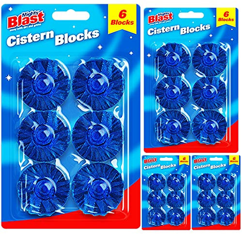 24 Pcs Toilet Cistern Blue Blocks Loo Bowl Active Cleaner Freshener Tablets Dirt Protection Stain Limescale Power Remover Fresh Home Office Disinfect Household Care Cleaners Cleaning UK FREE P&P