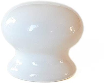 French Furniture Fittings Set of 6 Ceramic Knobs White Glaze (FFF) - Kitchen Cabinet Cupboard Door knobs, Cupboard, Chest, Furniture, Drawer Handles - Vintage Shabby Chic (40mm Diameter)