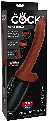 King Cock 7.5 Thrusting Cock with Balls, Dark Brown, 29,7x5,5 cm