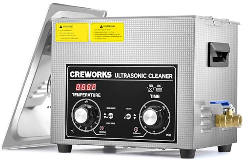 CREWORKS 10L Ultraschallreinigungsgerät mit Degas & Halbwellenfunktion, 40kHz Edelstahl Ultraschallreiniger mit Heizung & Timer für Vergaser Labor Schmuck Brillen Werkstattteile, SUS304