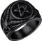 FaithHeart Schwarz Herren Männer Ring Satanic Pentagram Fingerring Inverted Pentagram Ring Punk Siegelring Biker Ring für Weihnachten Geburtstag
