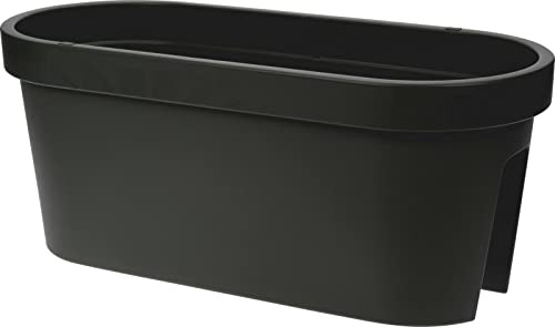 Muddy Hands Plastic Flower Bridge Hanging Planter Fence Balcony Rail Railing Flower Herb Trough Plant Pot (Large, Black)