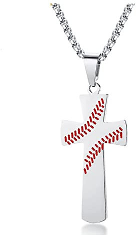 Skcess Men Necklace, Halskette Mann Silber Sphärisches Kreuz Kette Herren Edelstahl anhänger Halskette Liebesgeschenke für Männer