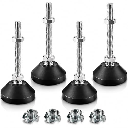 SHUIOG 4 Stück Stellfuß M10 x 80MM Einstellschraube, Möbelfuß Sockelfuß Kann Tragen Verstellbare Füße Stellschraube Stellteller Stellfuß Maximal 20 ° Neigung (4PCS M10 x 80mm x Ø50mm)