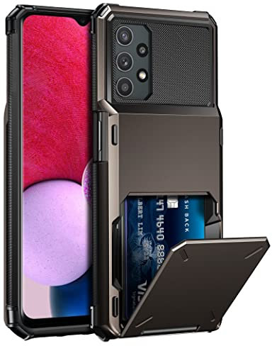 Vunake for Samsung A13 Case with Card Holder Galaxy A13 Wallet Case [Max 4 Cards] Dual Layer Protective Case Heavy Duty Hard PC TPU Bumper Shockproof Phone Case Cover for Samsung Galaxy A13