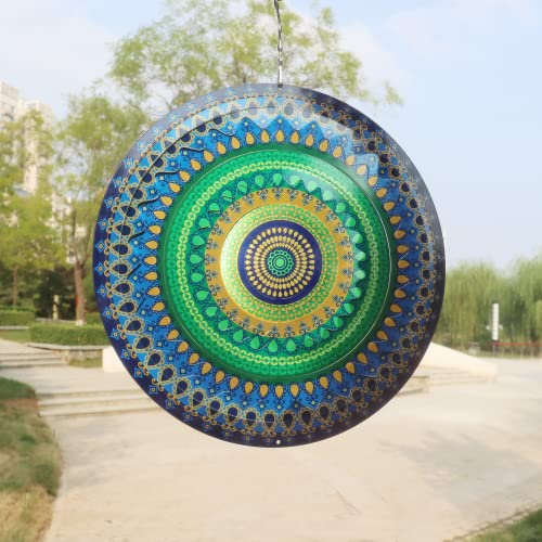 TFANUO Mandala Windspiel 3D Edelstahl H?ngend Windspiel kinetische 30cm Hofkunst Dekorationen Innen und Au?endekoration