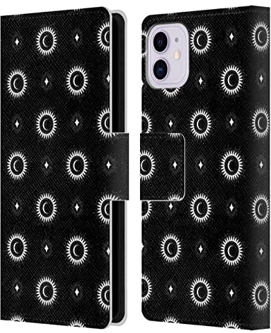 Head Case Designs Licenciado Oficialmente Haroulita Sol Y Luna Blanco Y Negro Celestiales Carcasa de Cuero Tipo Libro Compatible con Apple iPhone 11
