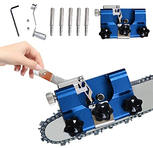 Befitery Afilador de cadena portátil de motosierra Dispositivo manual para sierras eléctricas con 5 piedras de afilar piezas de taladro (3#)
