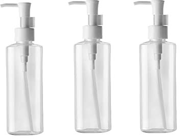 Lot de 3 flacons à Pompe en Plastique Transparent Rechargeables pour Huile de Nettoyage 100 ML