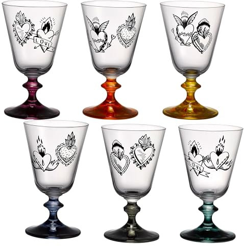 Crystalex Weingläser Weinglas Bella Hard Heart Herz Tattoo Kristallglas 260 ml 6er Bohemia
