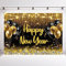 INRUI 2024 Happy New Year Fotografie Hintergrund Schwarz Golden Luftballons Glänzend für Neujahr Urlaub Party Dekoration (7x5FT)